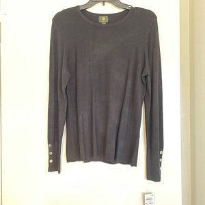 Black Sweater w/silver buttons on sleeves. Size PM